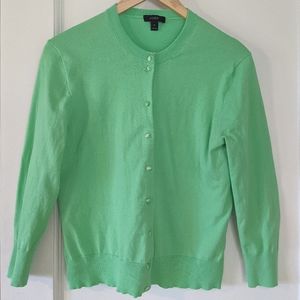 J. Crew Light Green Pearl Button Cardigan Size M